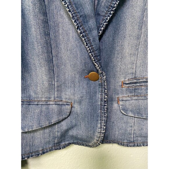 Faded Glory Women's Denim Y2K 2000s Button‎ Blazer Size 8 - Picture 4 of 10